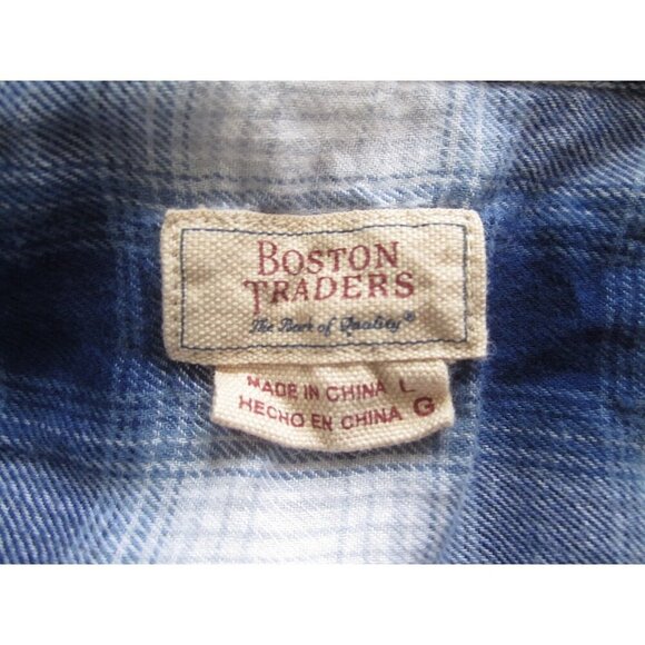 Men's Boston Traders Button Madras Pattern Long Sleeve Shirt Sz L (MT512) - Picture 2 of 9